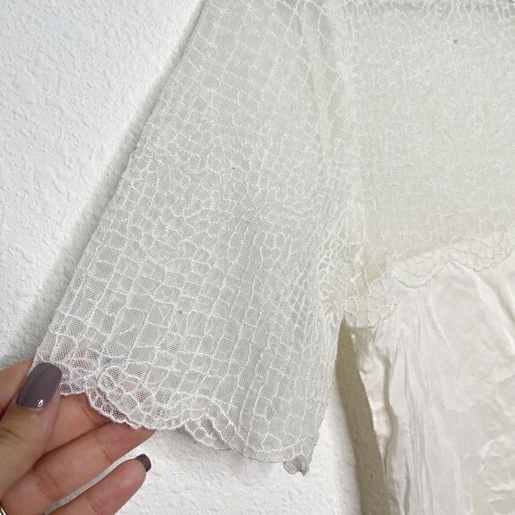 The Kooples Women’s Off White 100% Silk Scallop Blouse Size S - Picture 4 of 10